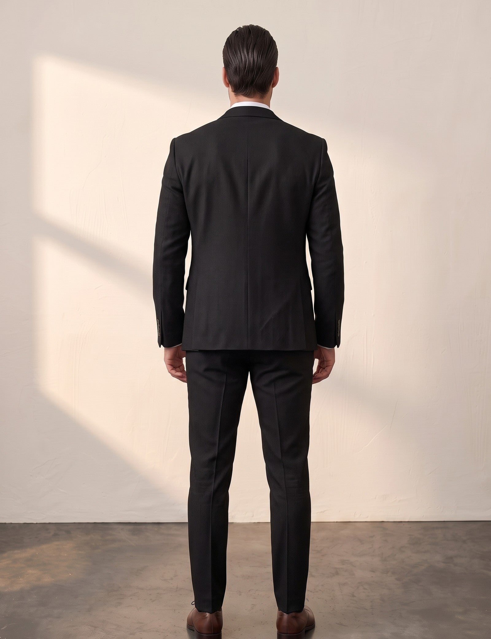 Men's Slim Fit Two-Piece Suit with Notch Lapel, back view, full length