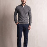 Men's Slim Stretch Quarter Zip Top with Concealed Zip, front view, full length