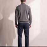 Men's Slim Stretch Quarter Zip Top with Concealed Zip, back view, full length