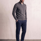 Men's Slim Stretch Quarter Zip Top with Concealed Zip, three-quarter view from the left, full length