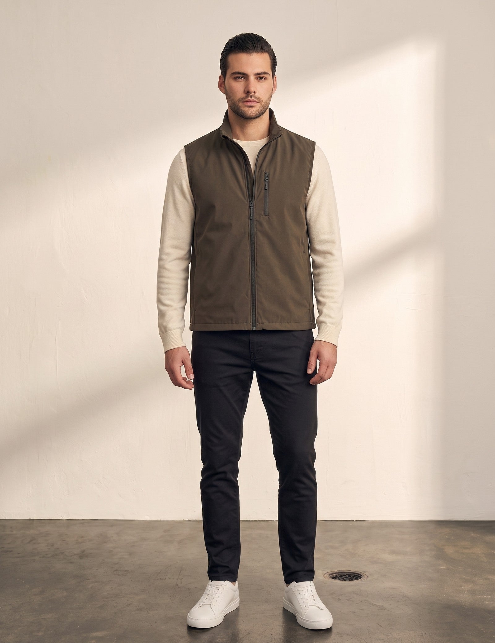Men's Softshell Gilet, front view, full length