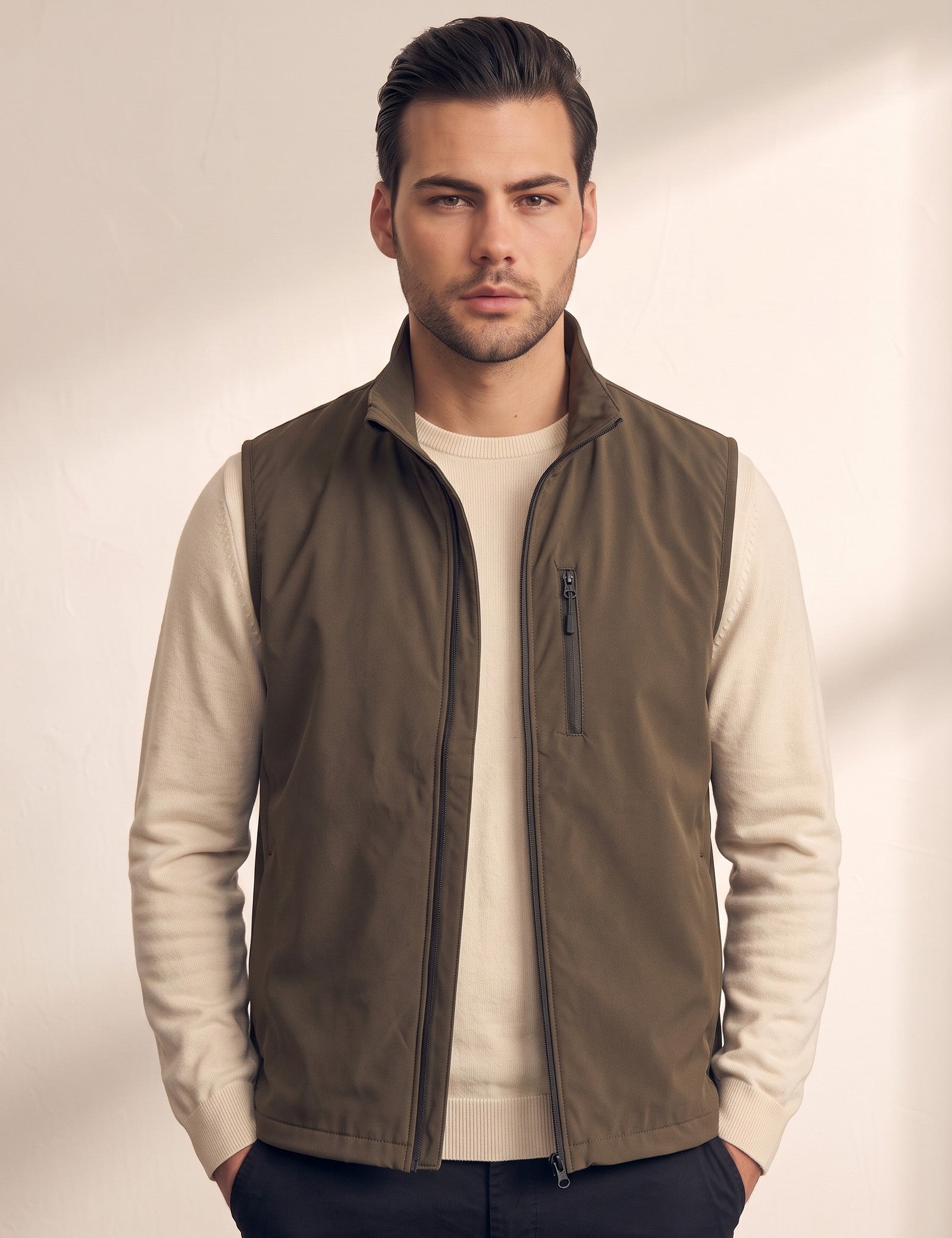 Men's Softshell Gilet, close-up of the upper body