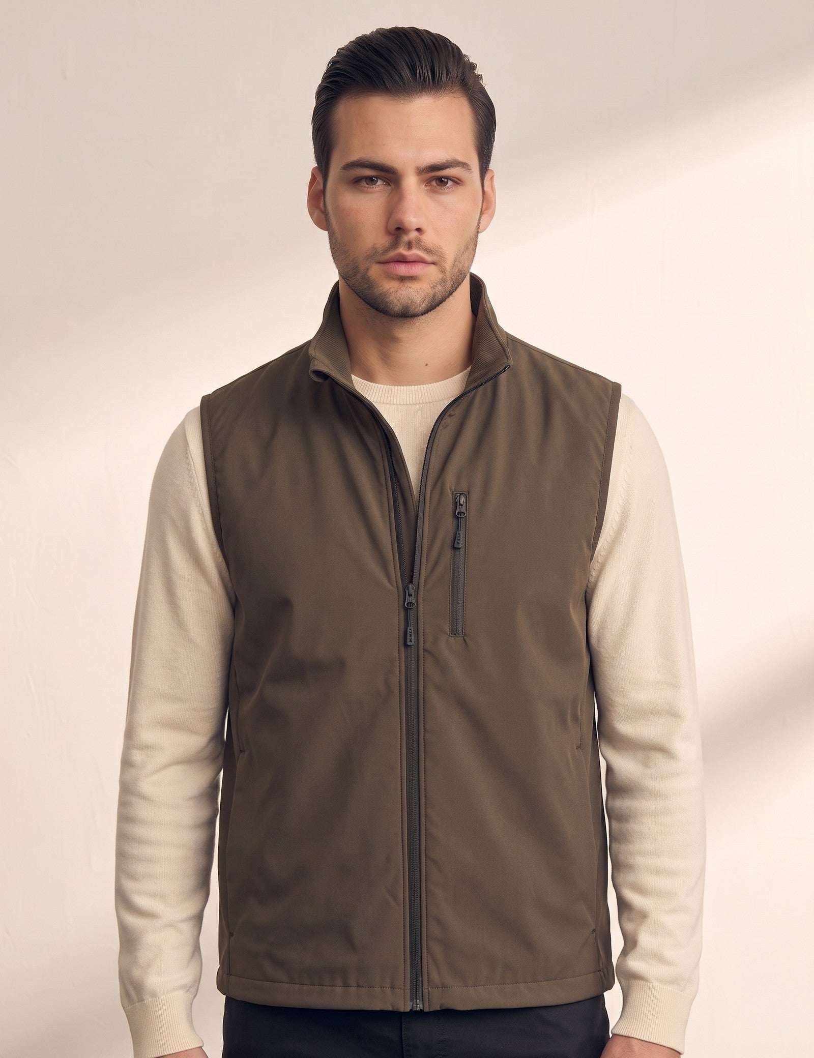 Men's Softshell Gilet, close-up of the upper body