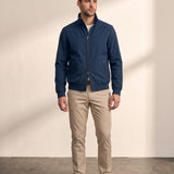 Men's Stand Collar Zip Bomber Jacket, front view, full length
