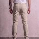 Men's Stone Slim Fit Tapered Chino Trousers, back view from the waist down.