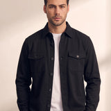 Men's Stretch Twill Overshirt with Chest Pockets, close-up of the upper body