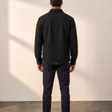 Men's Stretch Twill Overshirt with Chest Pockets, back view, full length