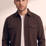 Men's Stretch Twill Overshirt with Chest Pockets, close-up of the upper body