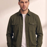 Men's Stretch Twill Overshirt with Chest Pockets, close-up of the upper body