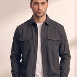 Men's Stretch Twill Overshirt with Chest Pockets, close-up of the upper body