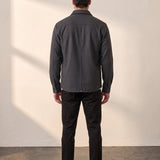 Men's Stretch Twill Overshirt with Chest Pockets, back view, full length