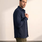 Men's Stretch Twill Overshirt with Chest Pockets, side view, full length