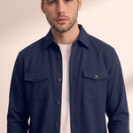 Men's Stretch Twill Overshirt with Chest Pockets, close-up of the upper body