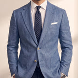 Men's Textured Tailored Blazer, close-up of the upper body