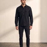Overshirt in Black, front view, full length