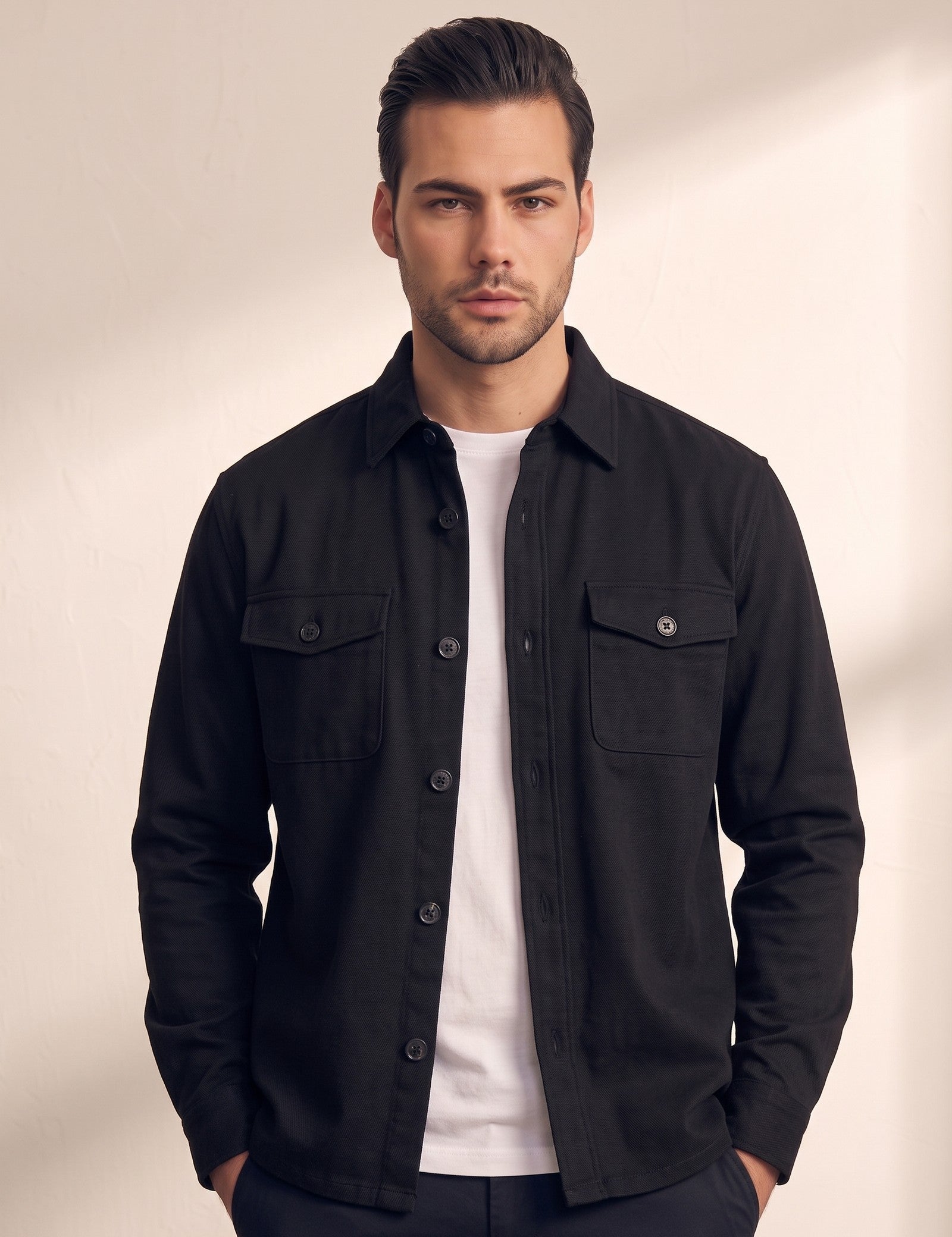Overshirt, close-up of the upper body