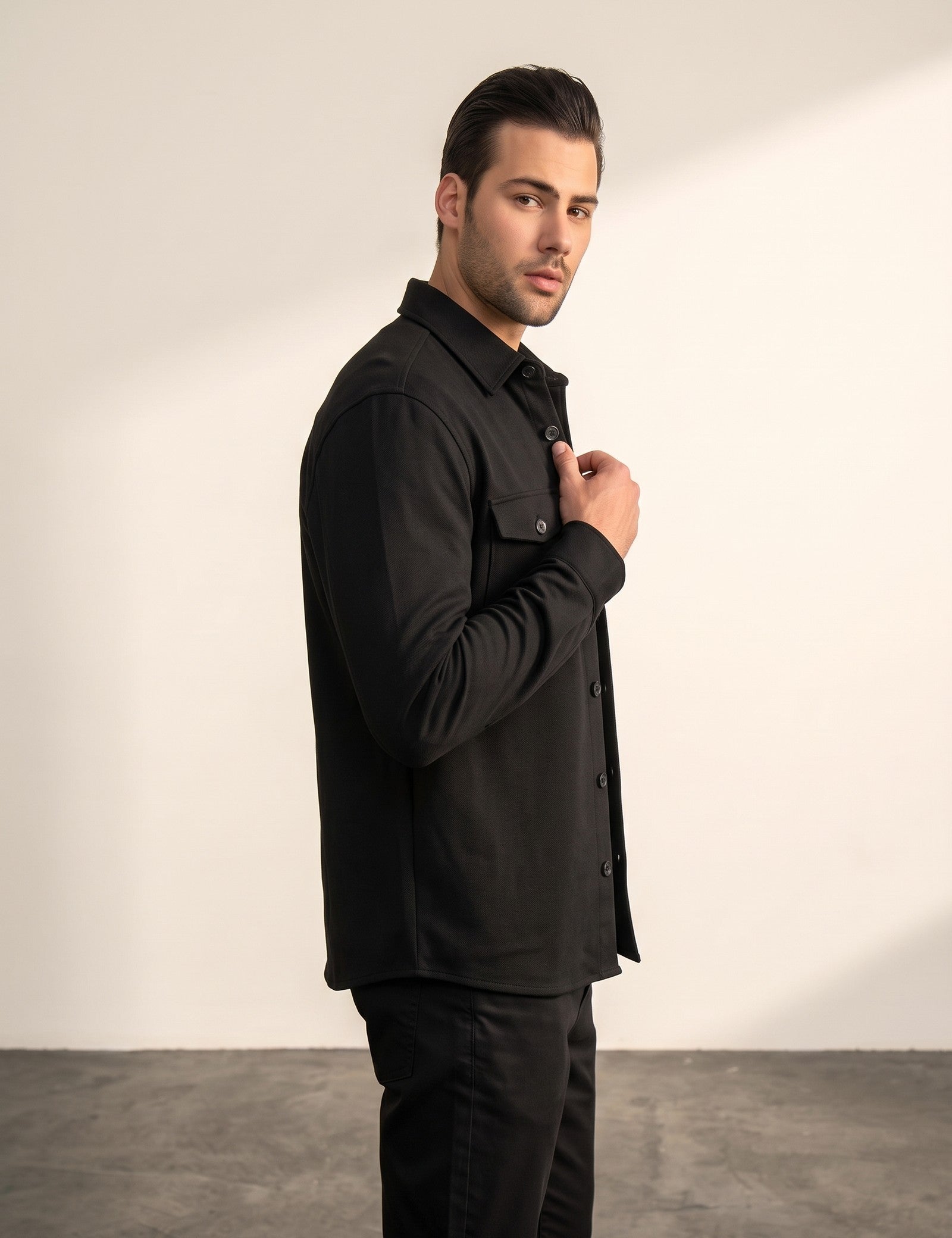 Overshirt, side view, full length