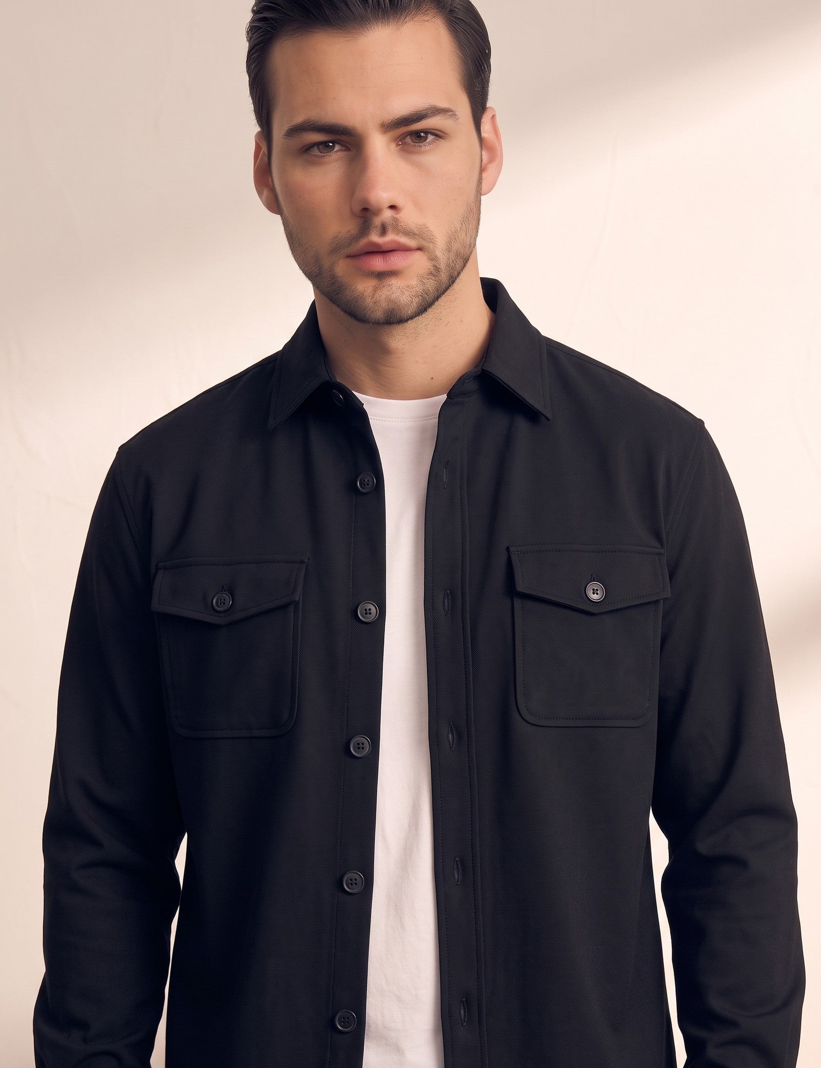 Overshirt, close-up of the upper body