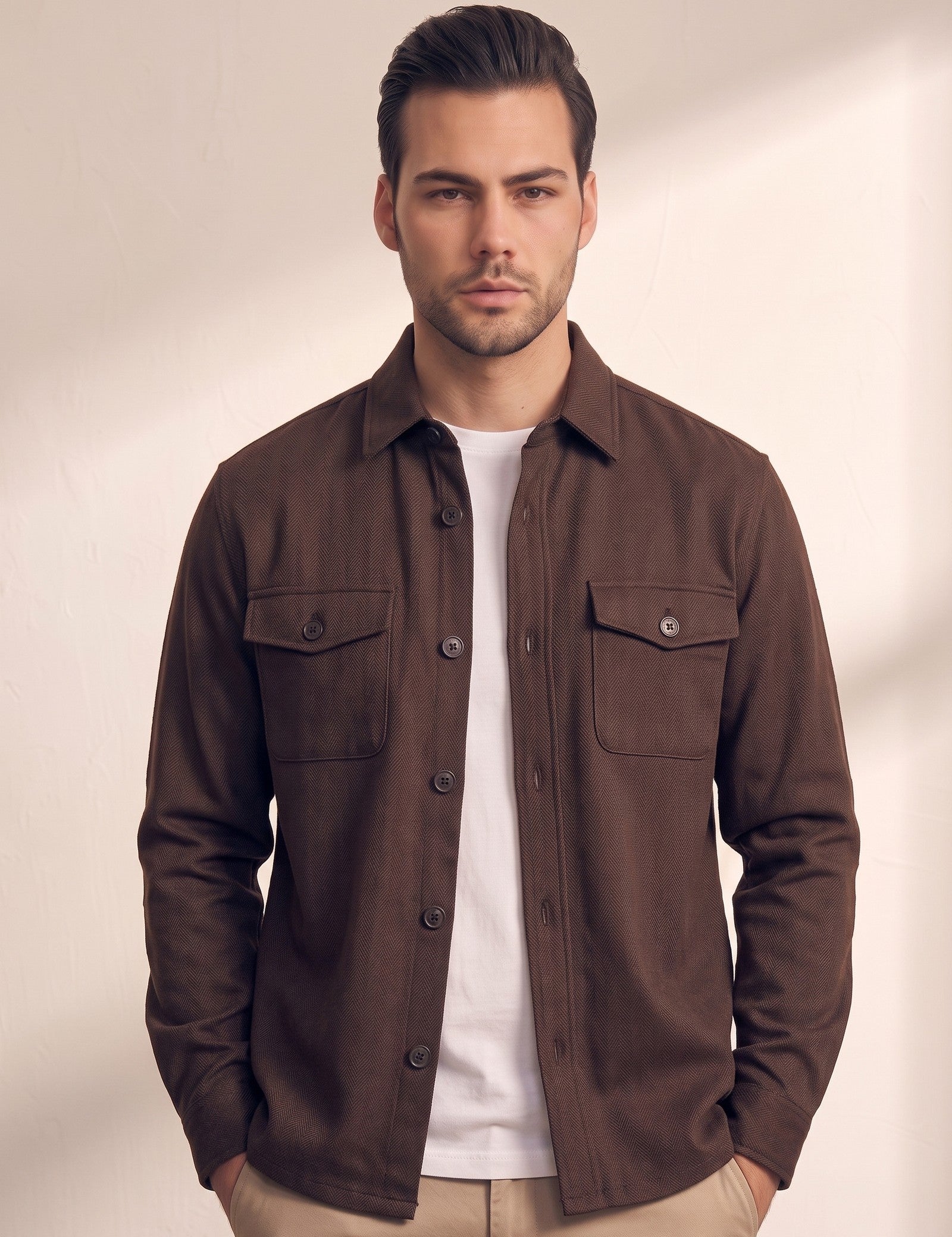 Overshirt, close-up of the upper body