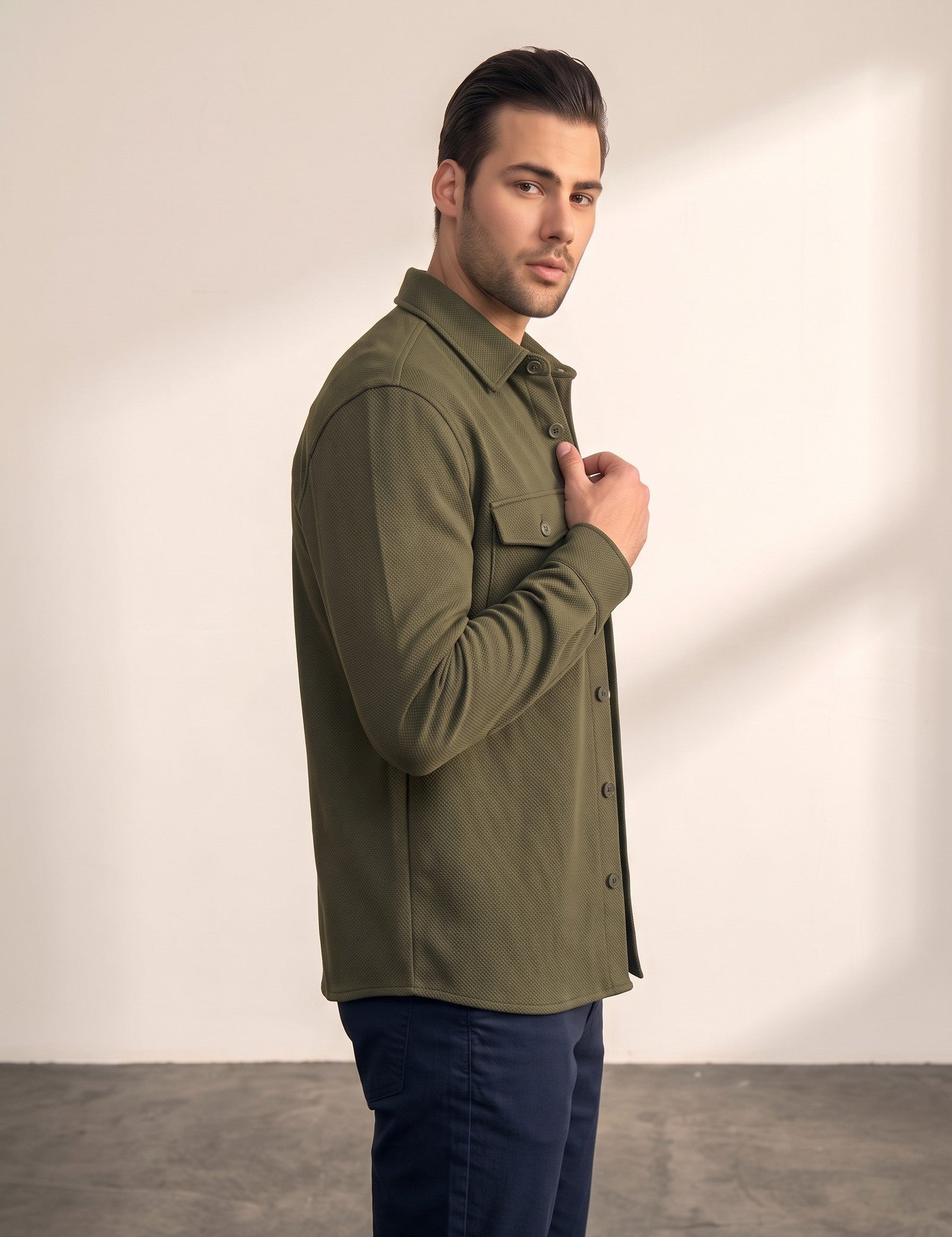 Overshirt, side view, full length