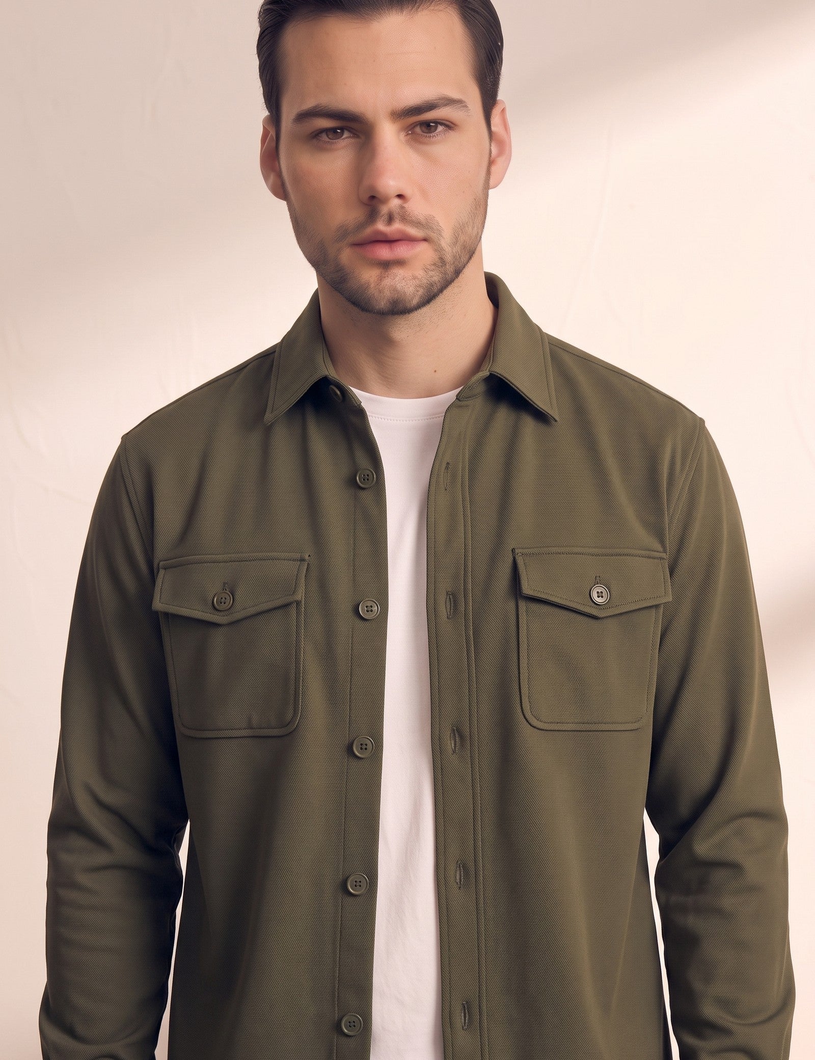 Overshirt, close-up of the upper body