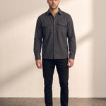 Overshirt in Dark Grey, front view, full length