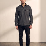 Overshirt in Dark Grey, front view, full length
