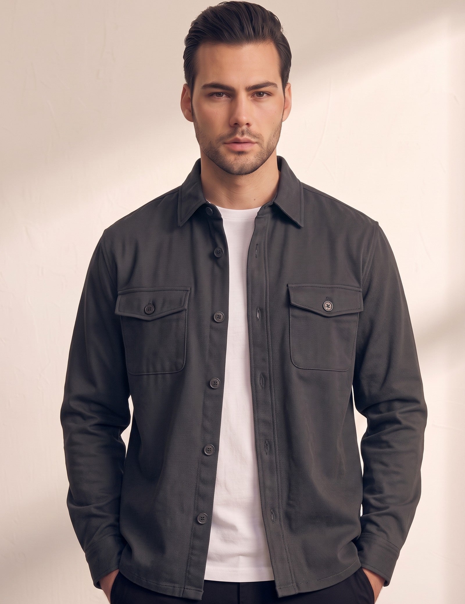 Overshirt, close-up of the upper body