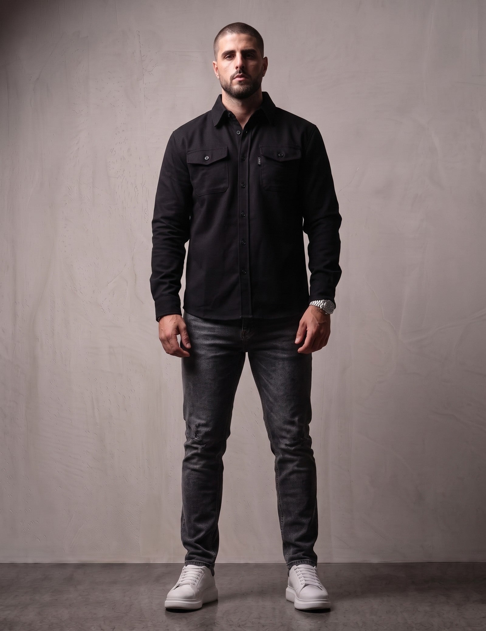 Overshirt, front view, full length