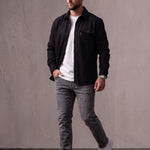Overshirt, three-quarter view from the right, full length