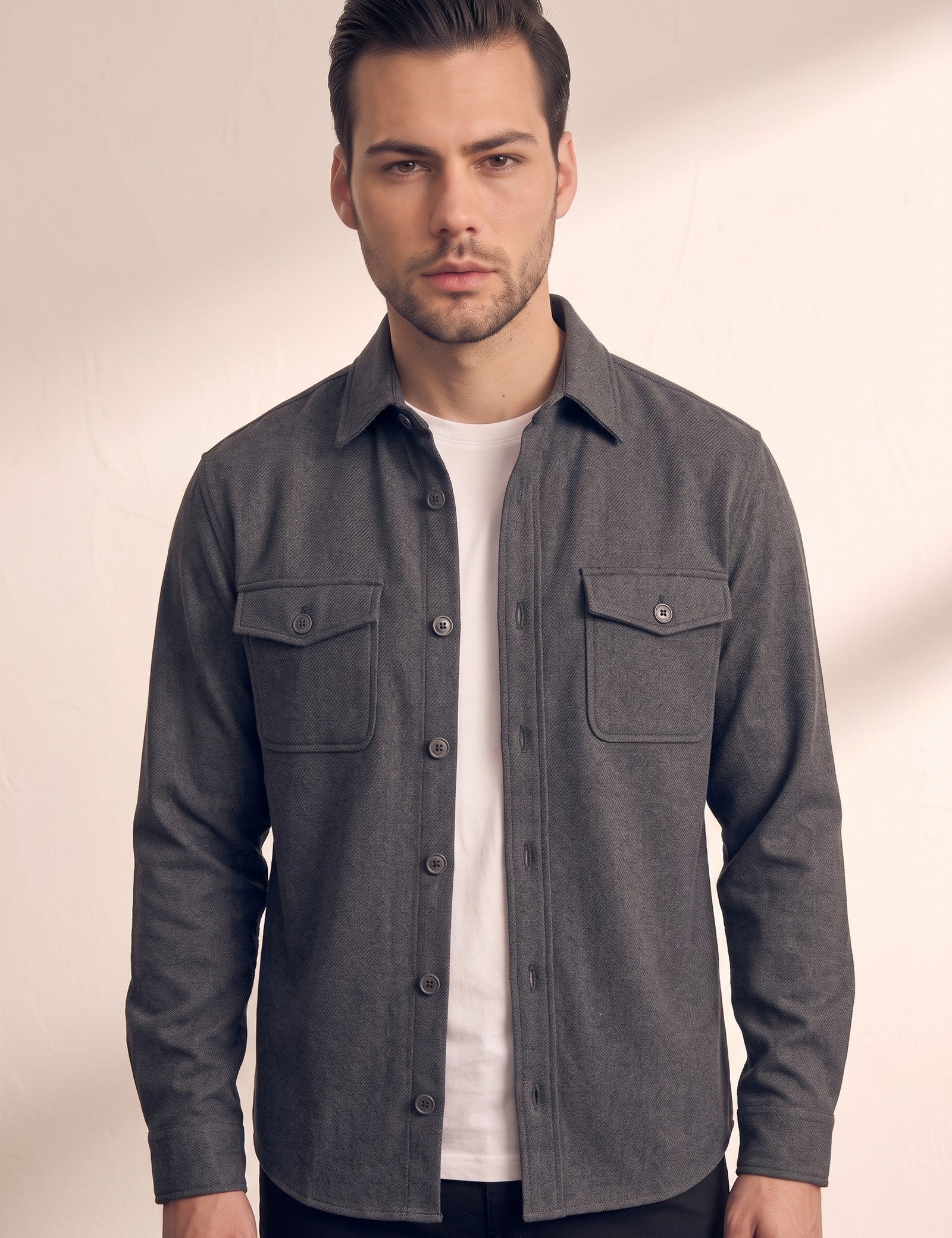 Overshirt, close-up of the upper body
