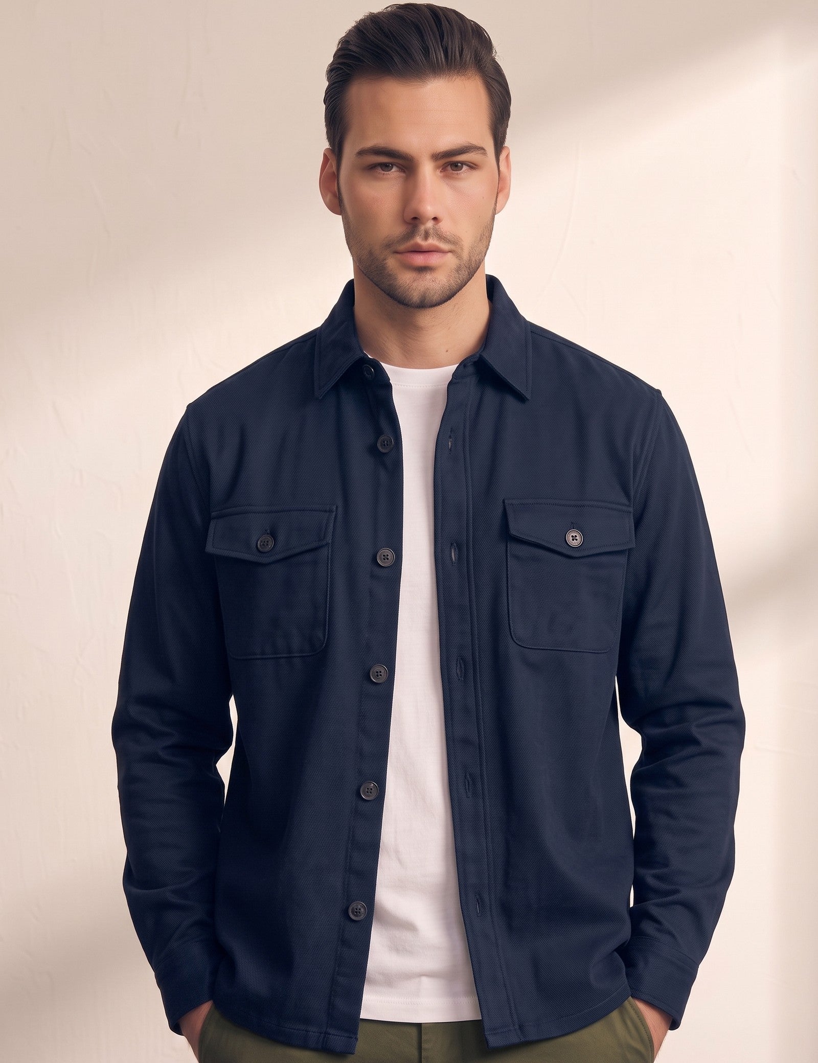 Overshirt, close-up of the upper body