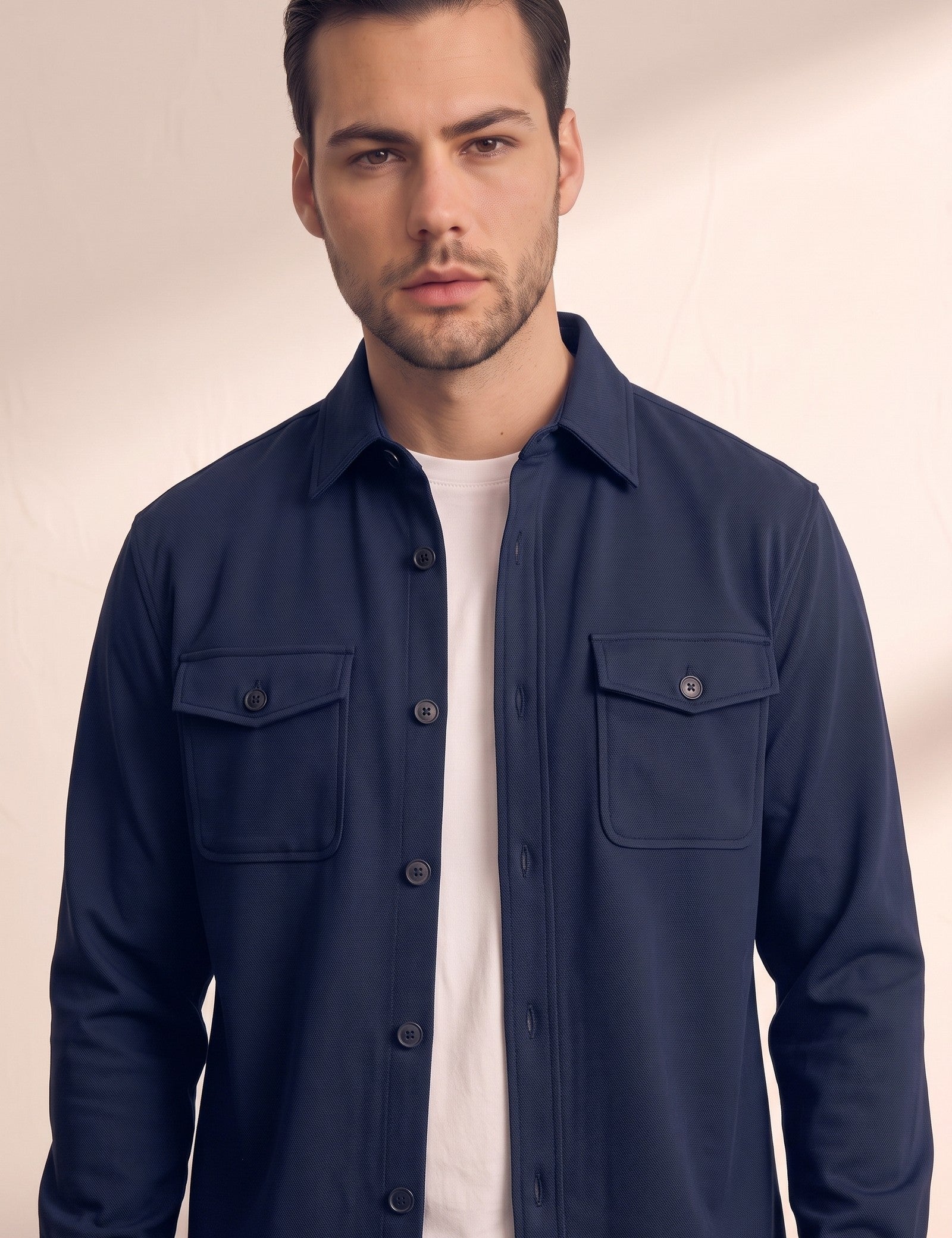 Overshirt, close-up of the upper body