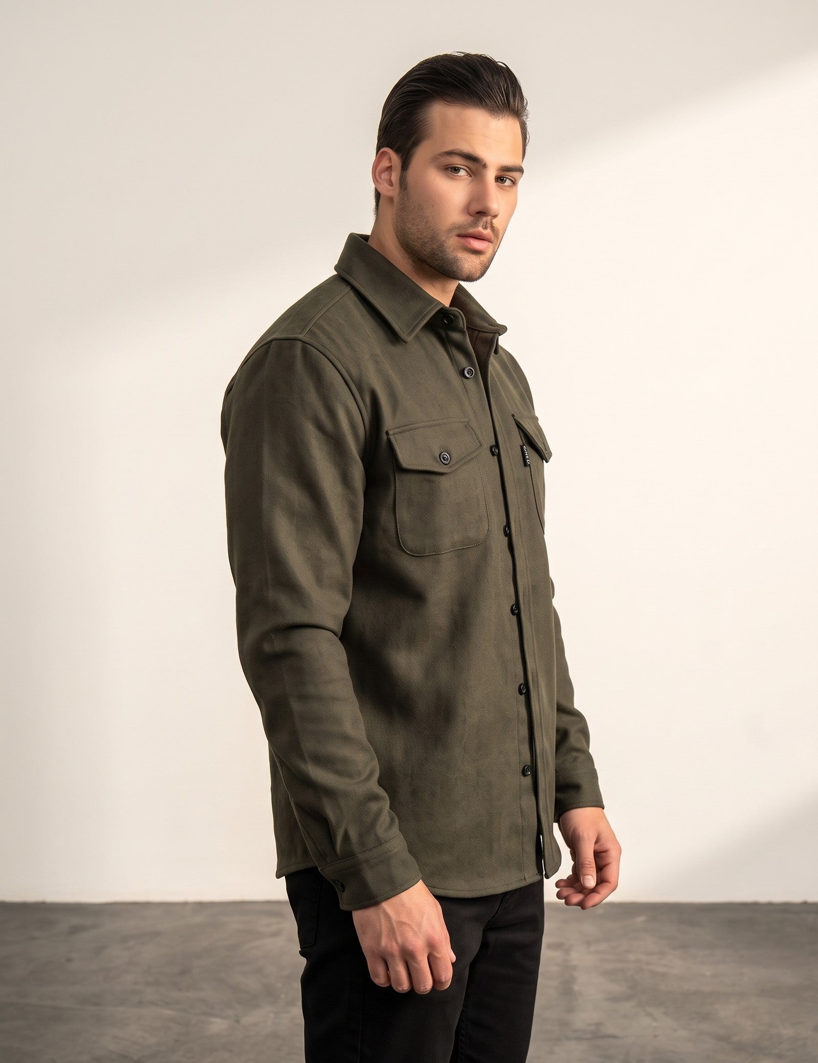Overshirt, side view, full length