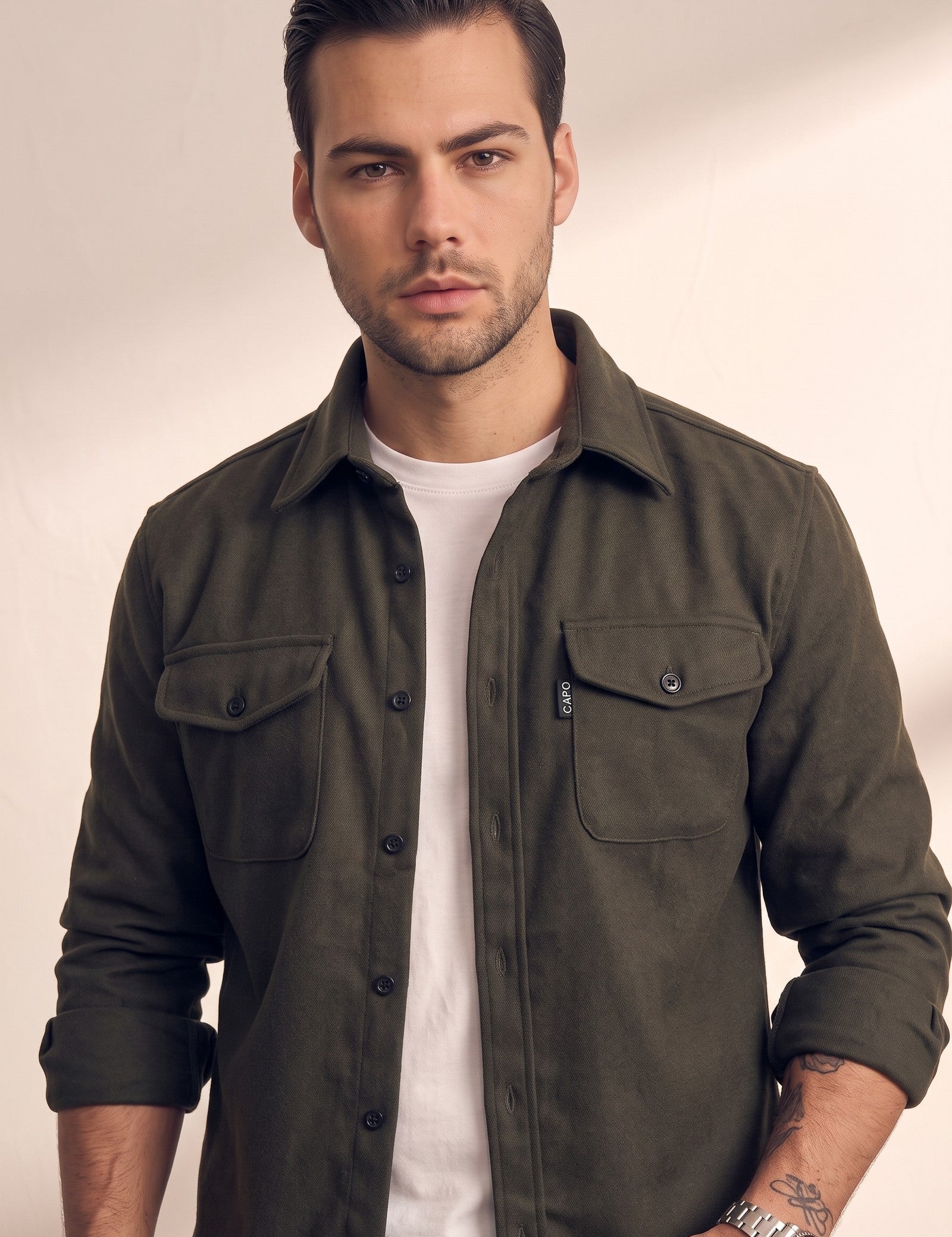 Overshirt, close-up of the upper body