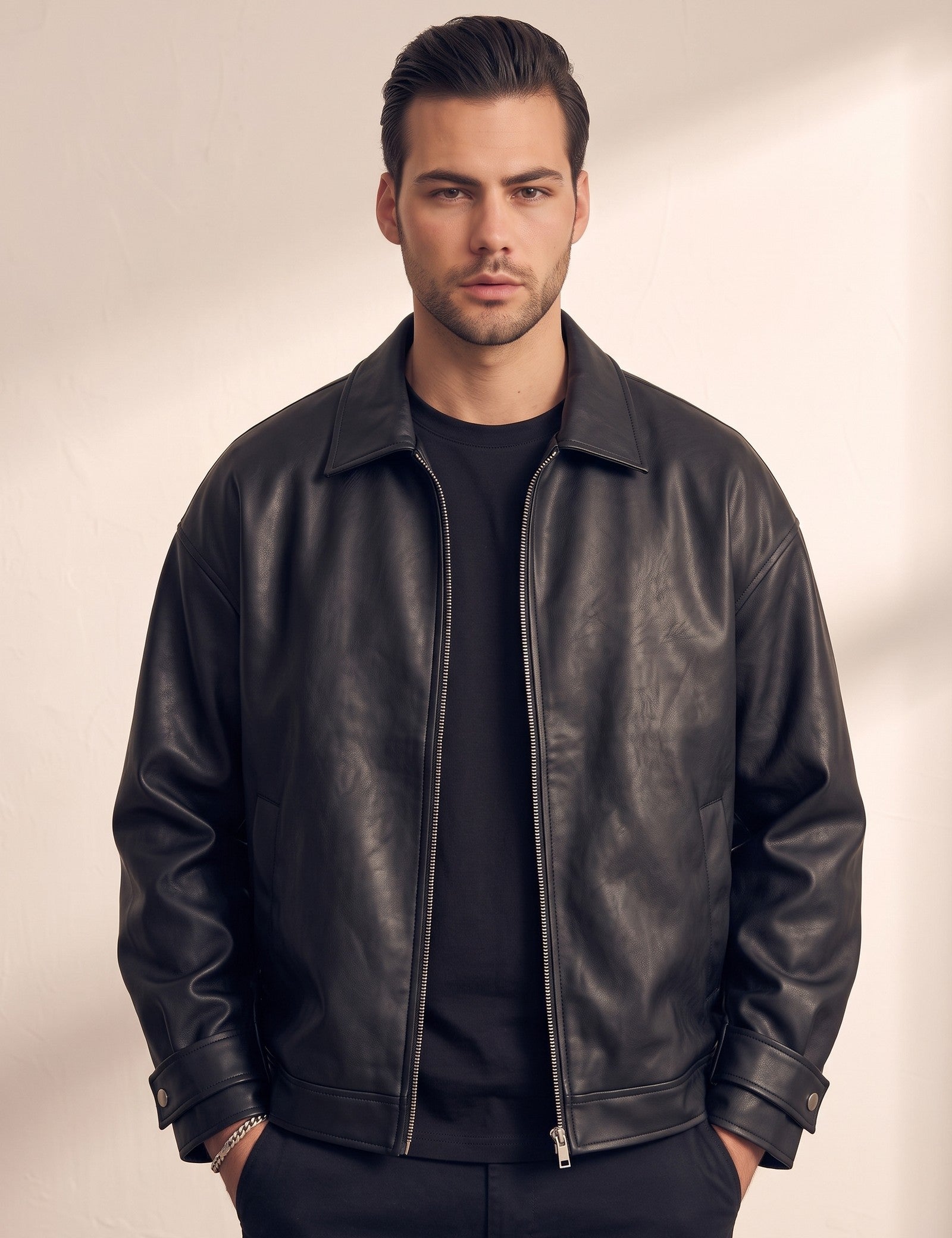 Oversized Bomber Jacket, close-up of the upper body