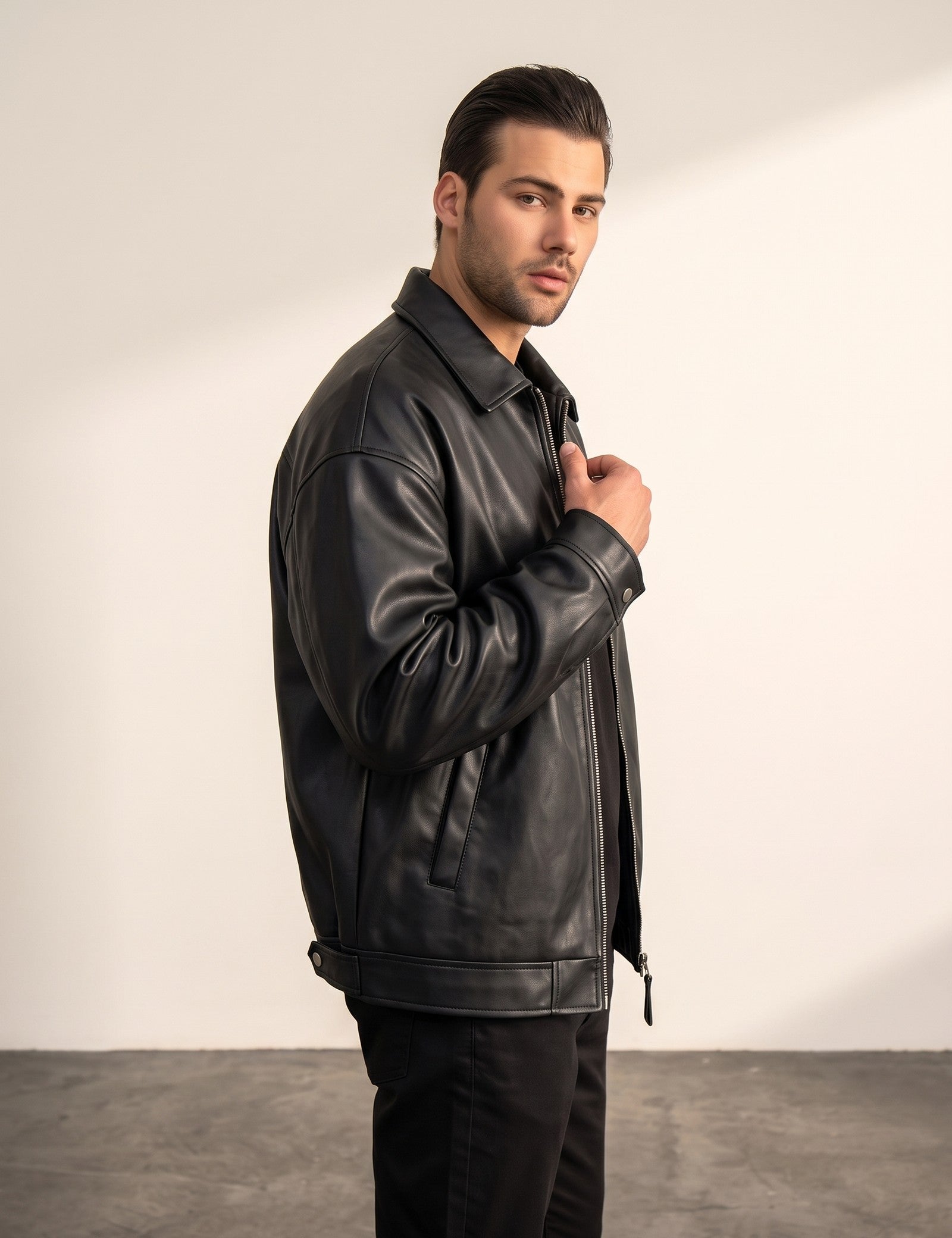 Oversized Bomber Jacket, side view, full length
