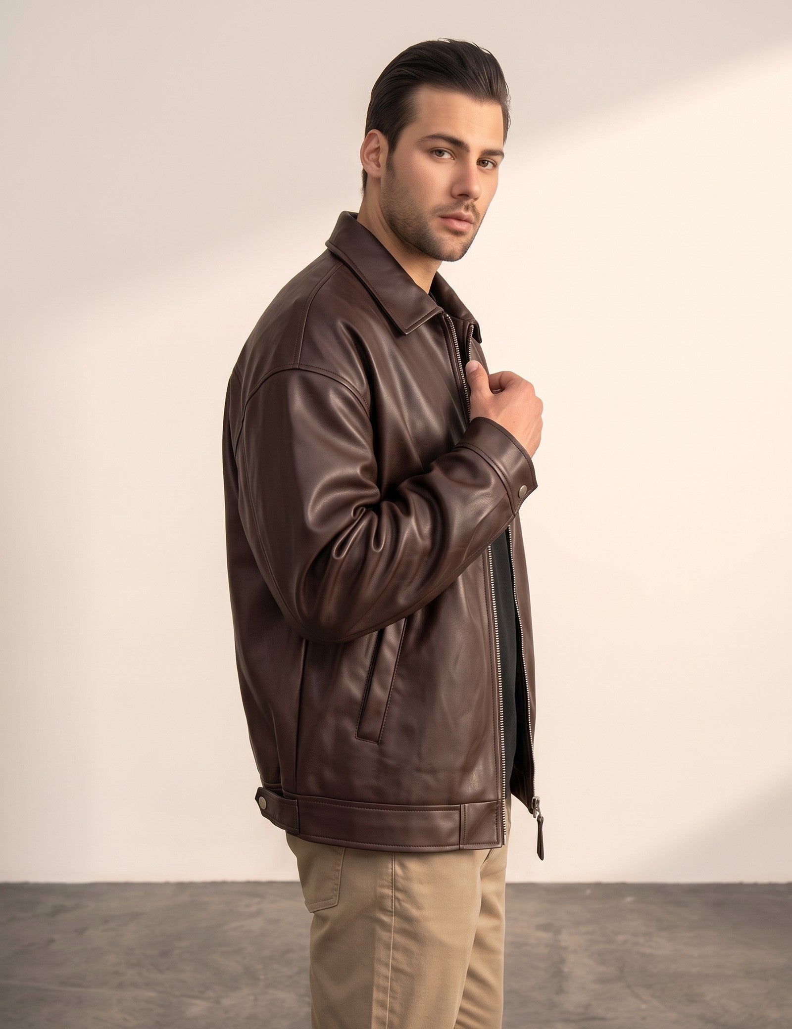 Oversized Bomber Jacket, side view, full length