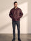 Oversized Bomber Jacket in Burgundy, front view, full length