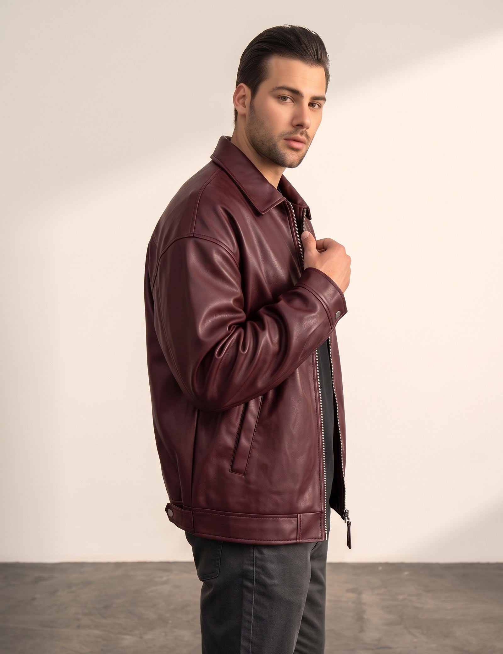 Oversized Bomber Jacket, side view, full length