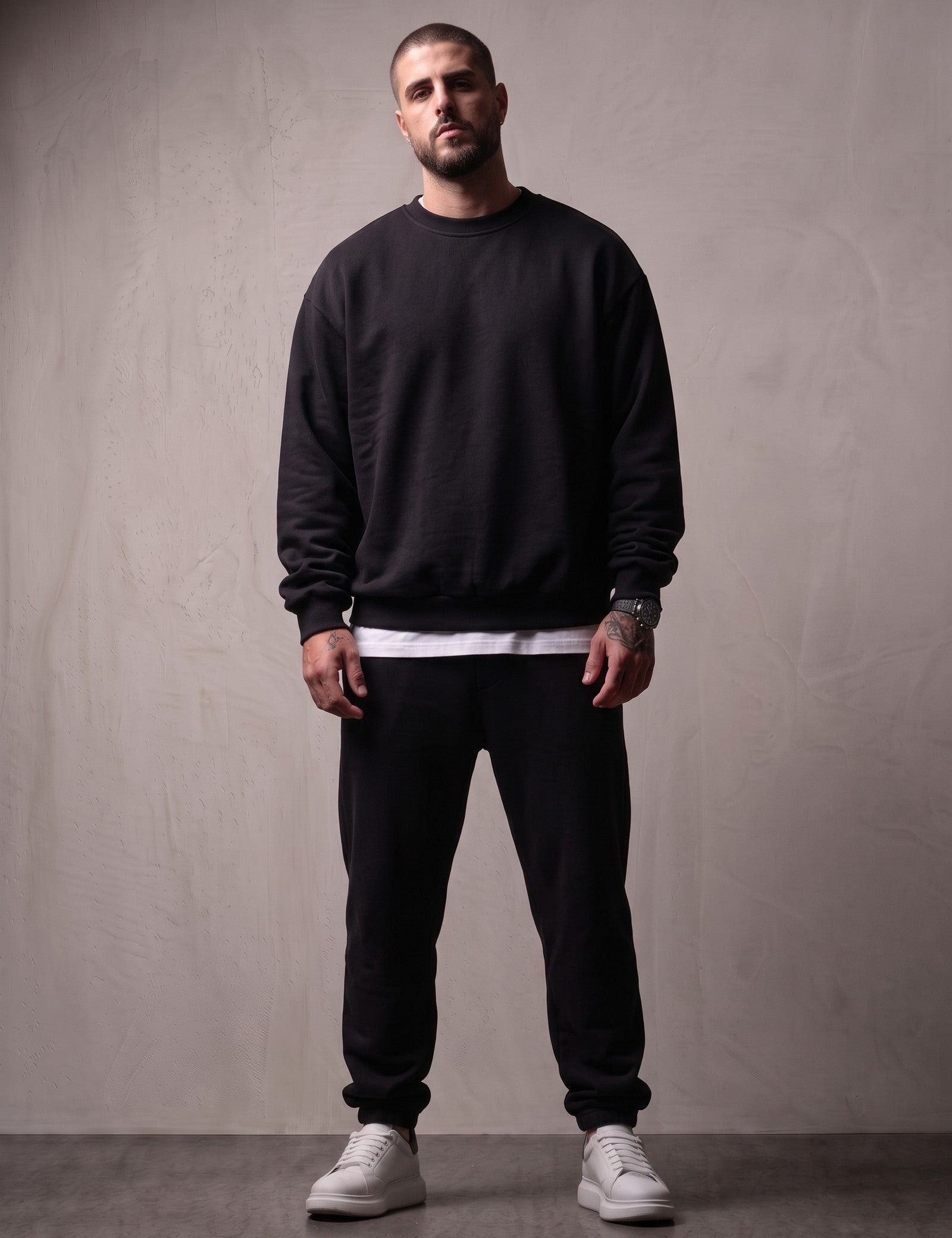 Oversized Crewneck Sweater, front view, full length