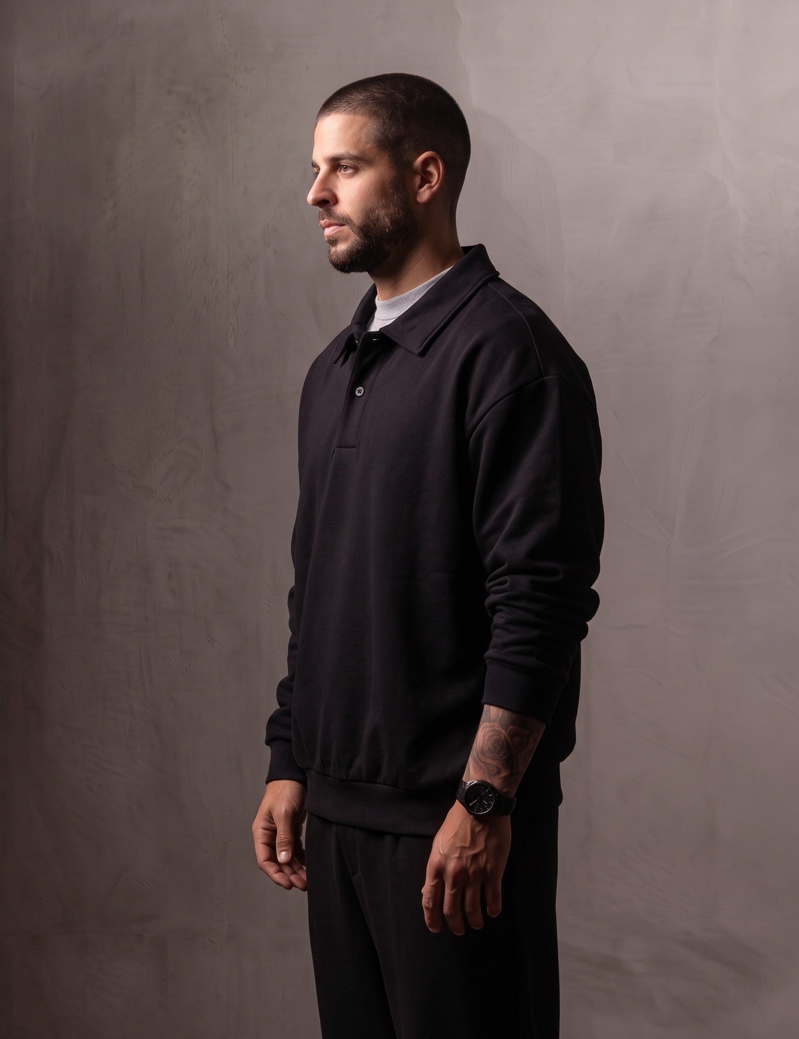 Oversized Polo Shirt, side view, full length