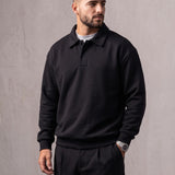Oversized Polo Shirt, three-quarter view from the right, full length