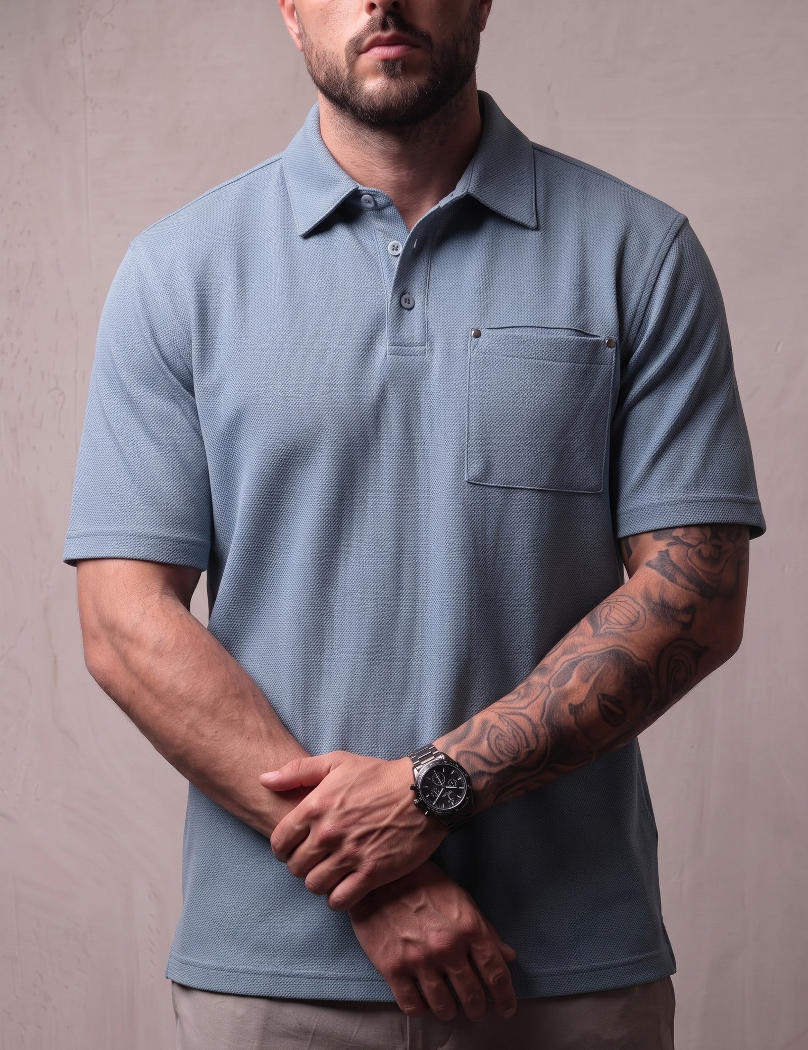 Piqué Polo Shirt, close-up of the upper body