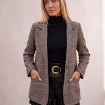 Plaid Blazer, three-quarter view from the right, full length
