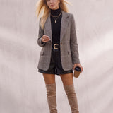 Plaid Blazer, front view, full length