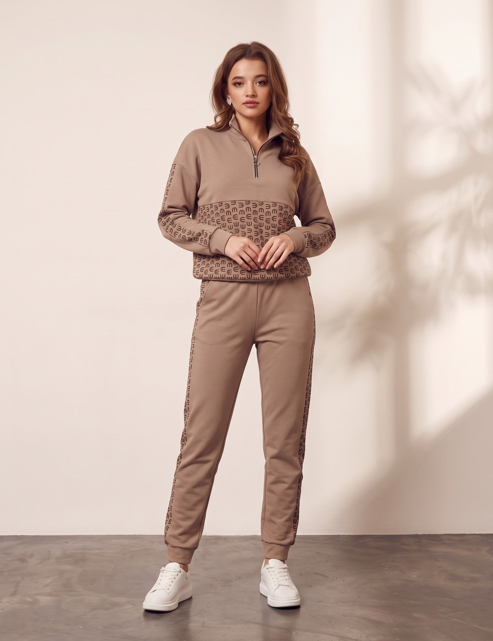 Quarter-Zip Panelled Tracksuit, front view, full length