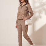 Quarter-Zip Panelled Tracksuit, three-quarter view from the left, full length