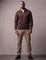 Quarter Zip Polo Sweatshirt in Brown, front view, full length