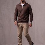 Quarter Zip Polo Sweatshirt, three-quarter view from the right, full length